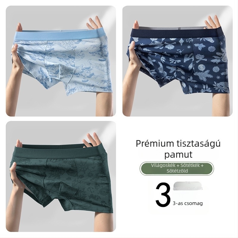 Új kínai stílusú férfi alsónemű antibakteriális mulberry selyem ágyékpanellel, lélegző, tiszta pamutból, középmagas derékvonal, boxer briefs