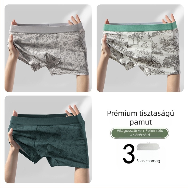Új kínai stílusú férfi alsónemű antibakteriális mulberry selyem ágyékpanellel, lélegző, tiszta pamutból, középmagas derékvonal, boxer briefs