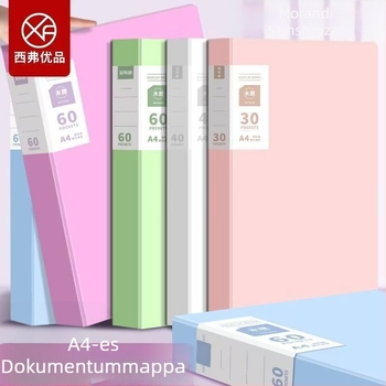 A4-es átlátszó dokumentum mappa diákok számára — oklevelekhez és dolgozatokhoz rendező, 60 oldal, PP anyag