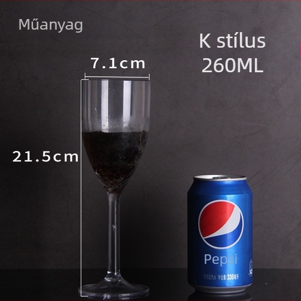 Átlátszó akril pezsgő- és koktélpohár, műanyag, 200–300 ml