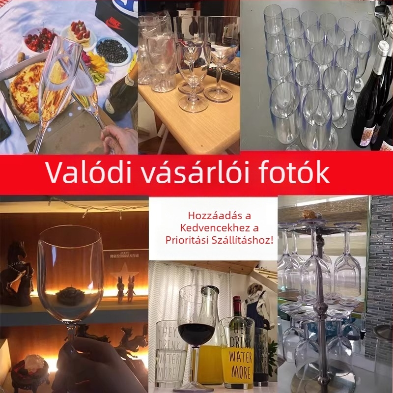 Átlátszó akril pezsgő- és koktélpohár, műanyag, 200–300 ml