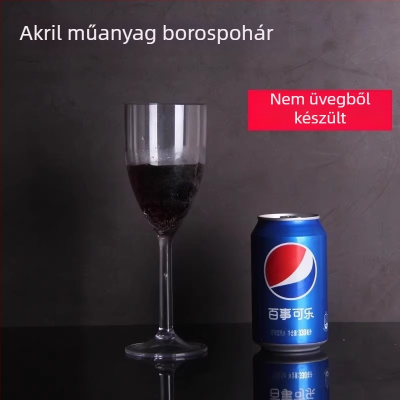 Átlátszó akril pezsgő- és koktélpohár, műanyag, 200–300 ml