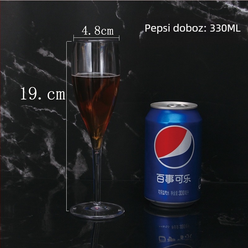 Átlátszó akril pezsgő- és koktélpohár, műanyag, 200–300 ml