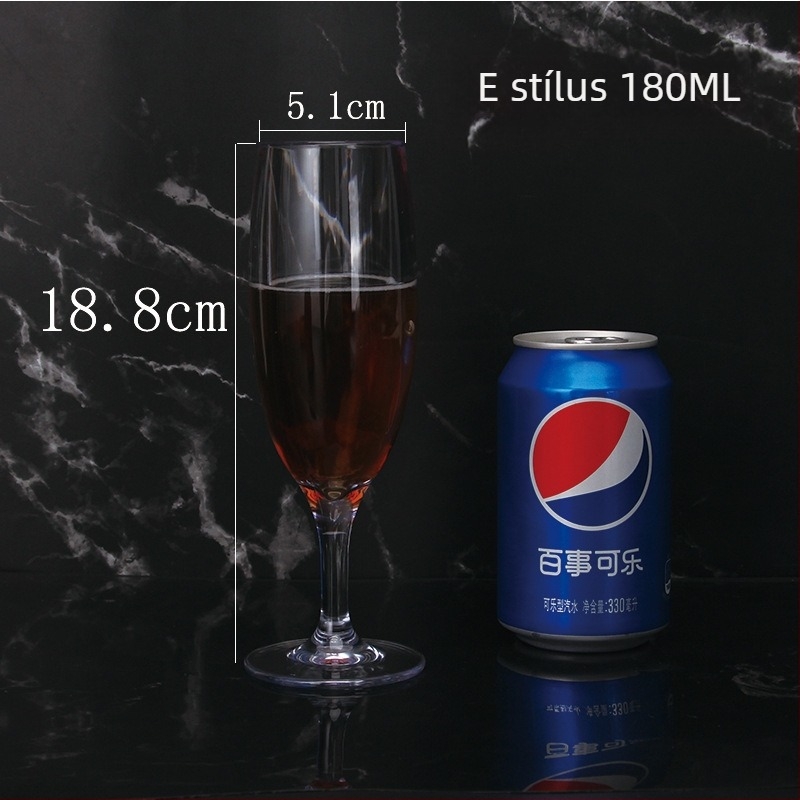 Átlátszó akril pezsgő- és koktélpohár, műanyag, 200–300 ml