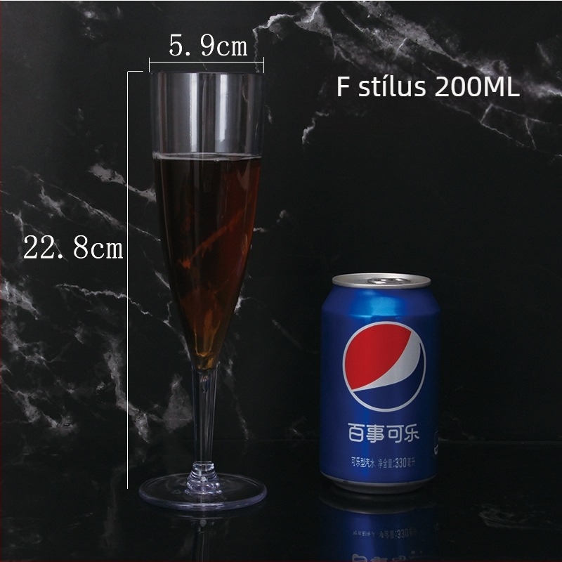 Átlátszó akril pezsgő- és koktélpohár, műanyag, 200–300 ml