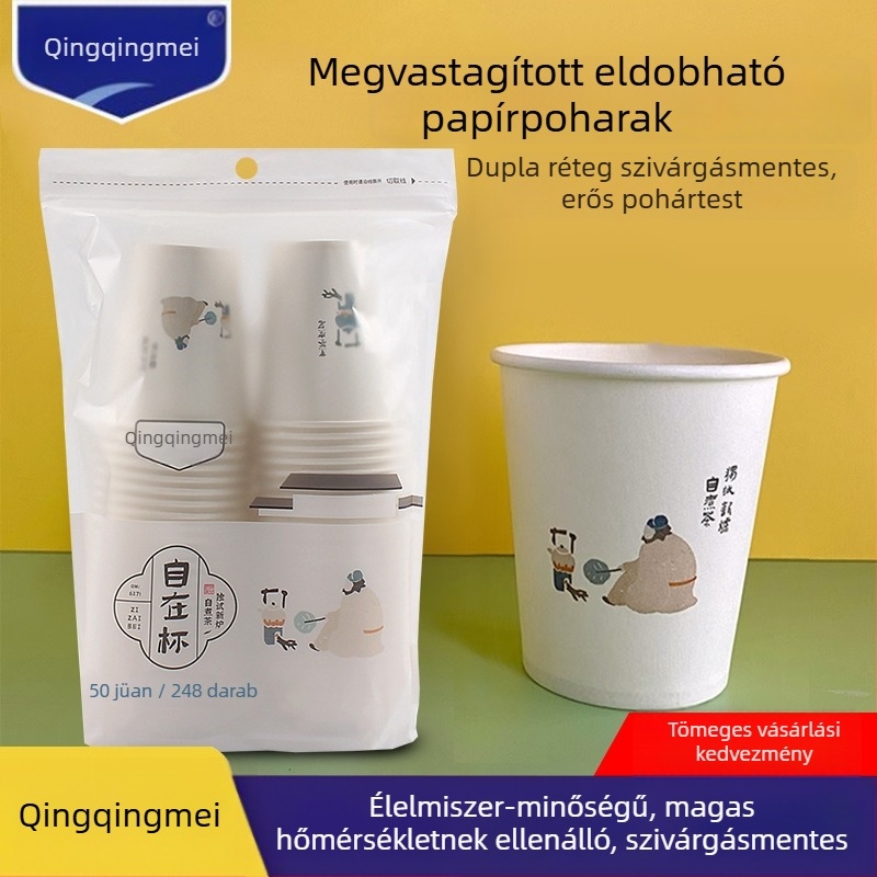Megvastított egyszer használatos papírpohár forró italokhoz, 248 ml, 50 darabos készlet