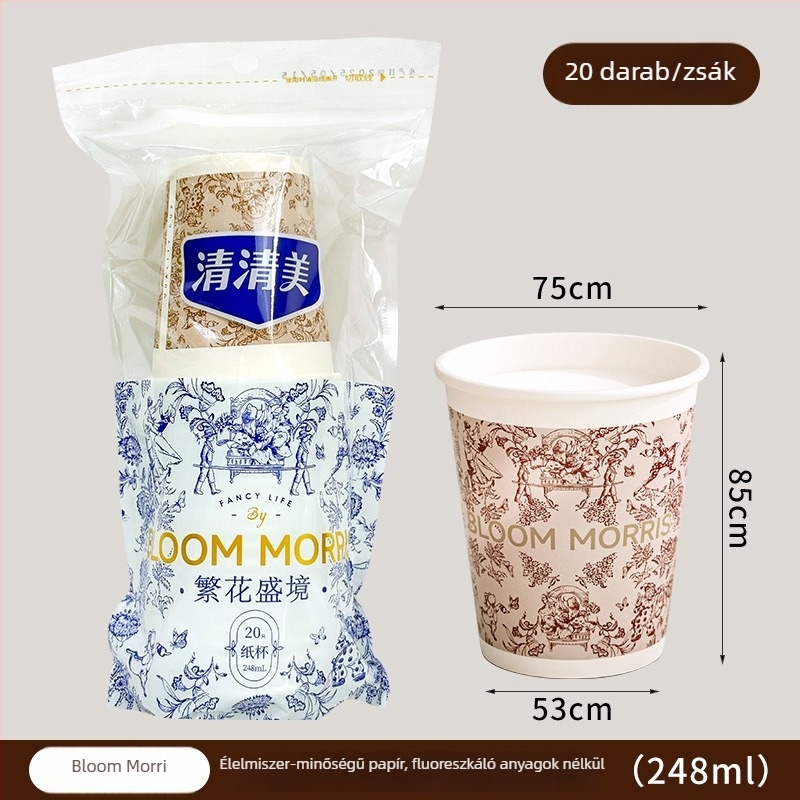 Megvastított egyszer használatos papírpohár forró italokhoz, 248 ml, 50 darabos készlet