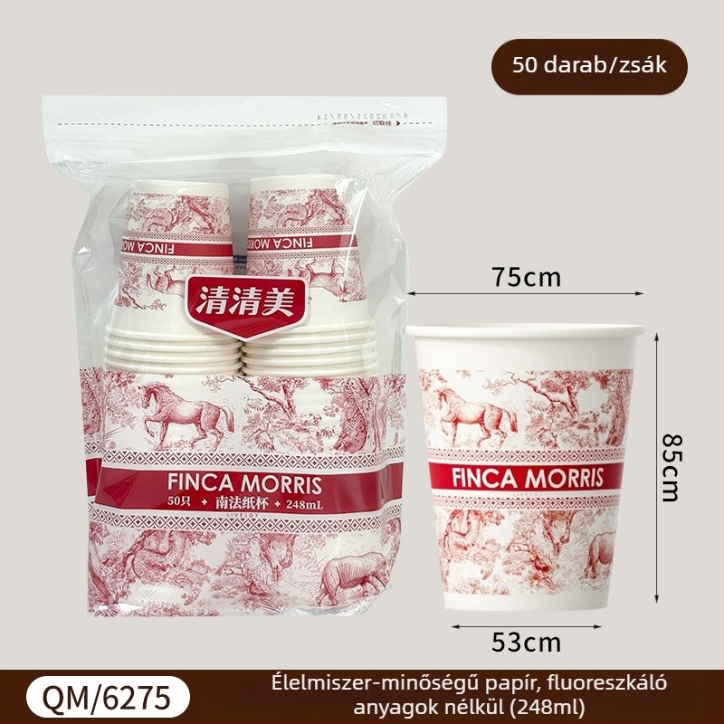 Megvastított egyszer használatos papírpohár forró italokhoz, 248 ml, 50 darabos készlet