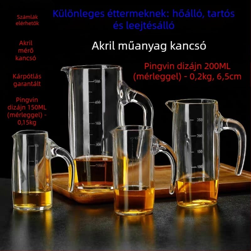 PC akril borkiöntő adagoló, törésbiztos műanyag decanter mérőskálával
