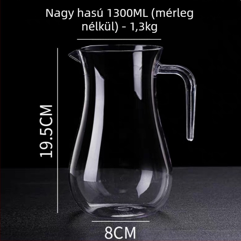 PC akril borkiöntő adagoló, törésbiztos műanyag decanter mérőskálával