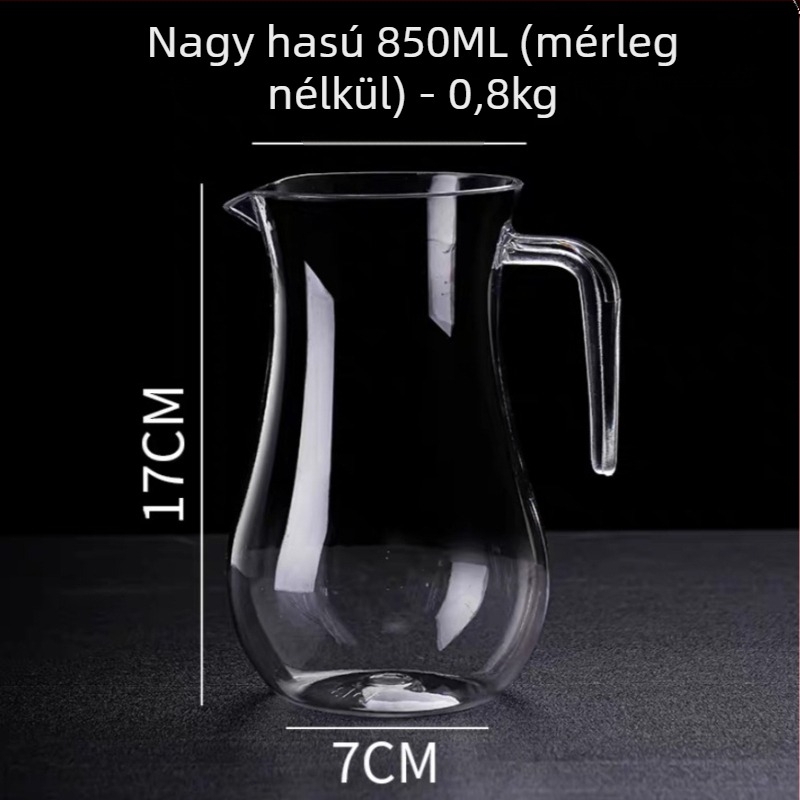 PC akril borkiöntő adagoló, törésbiztos műanyag decanter mérőskálával