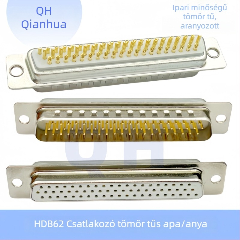 D-Sub DB csatlakozó HDB15, három soros, 26/44/50/62/78 PIN, férfi és női, aranyozott érintkezők, forrasztódrót típusú