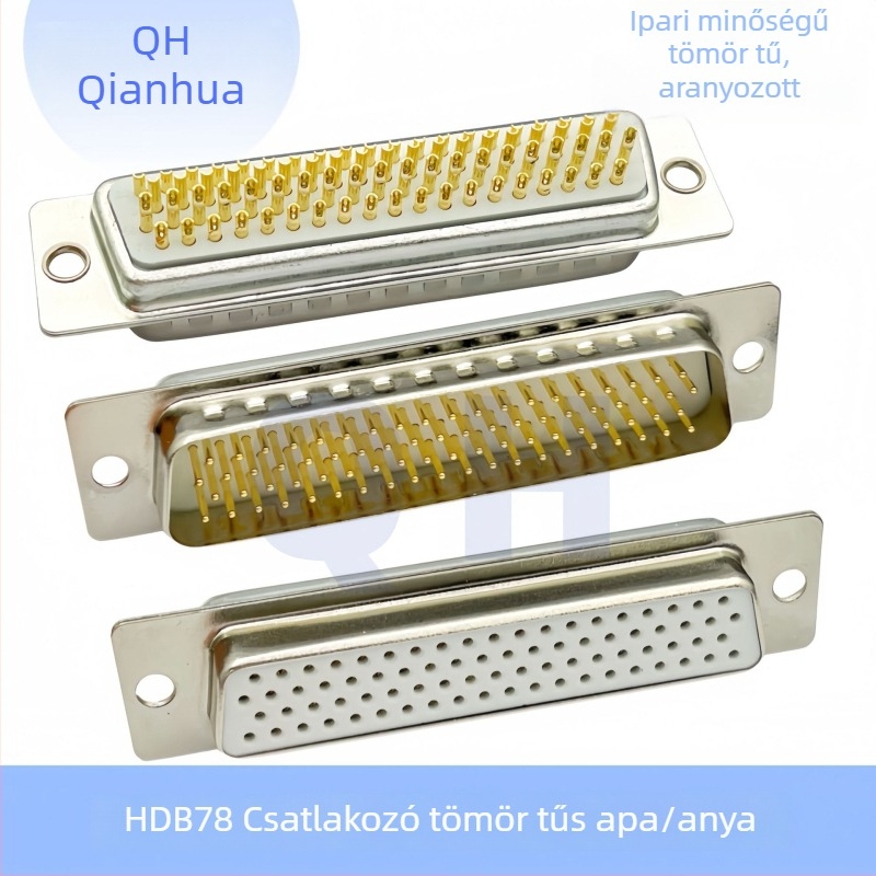 D-Sub DB csatlakozó HDB15, három soros, 26/44/50/62/78 PIN, férfi és női, aranyozott érintkezők, forrasztódrót típusú