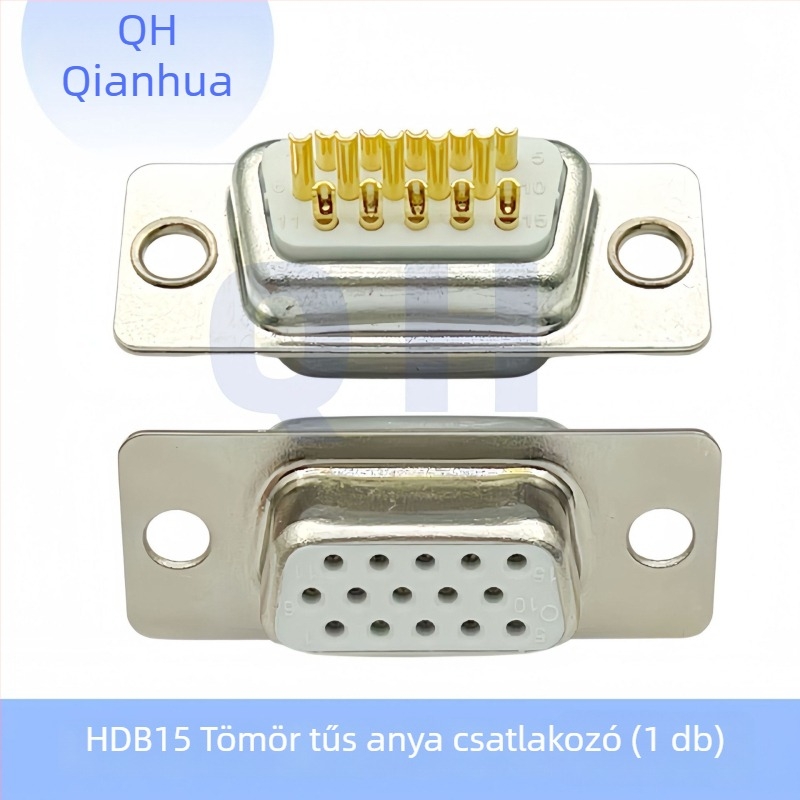 D-Sub DB csatlakozó HDB15, három soros, 26/44/50/62/78 PIN, férfi és női, aranyozott érintkezők, forrasztódrót típusú