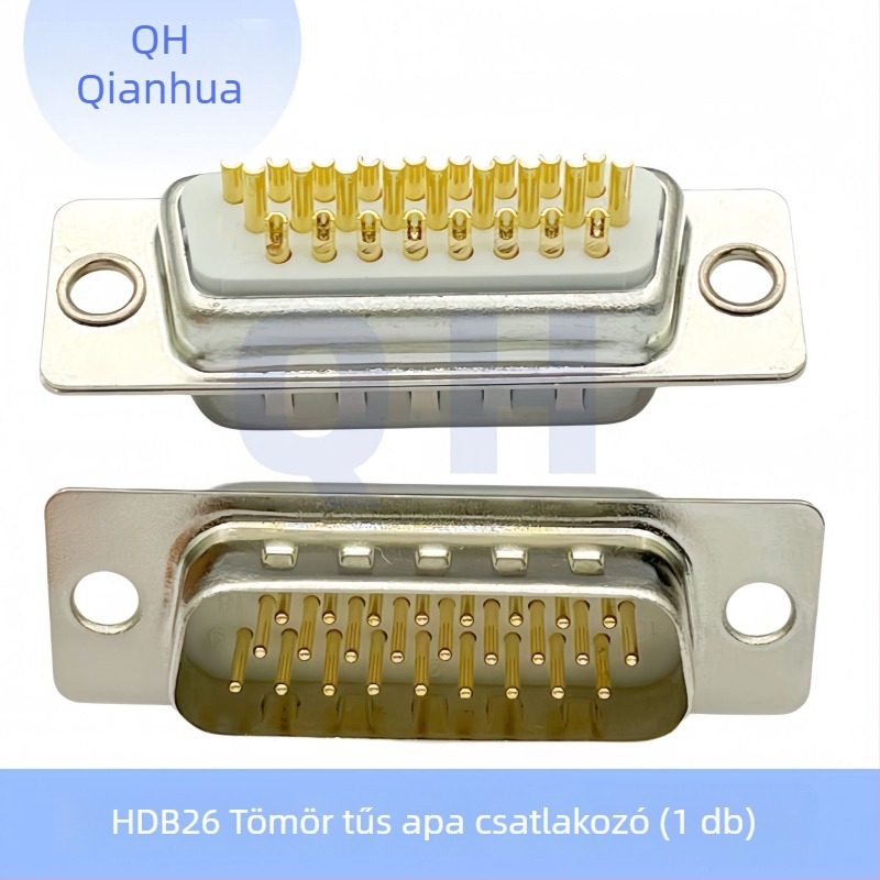 D-Sub DB csatlakozó HDB15, három soros, 26/44/50/62/78 PIN, férfi és női, aranyozott érintkezők, forrasztódrót típusú