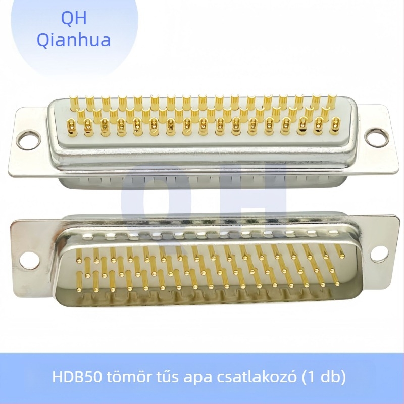 D-Sub DB csatlakozó HDB15, három soros, 26/44/50/62/78 PIN, férfi és női, aranyozott érintkezők, forrasztódrót típusú