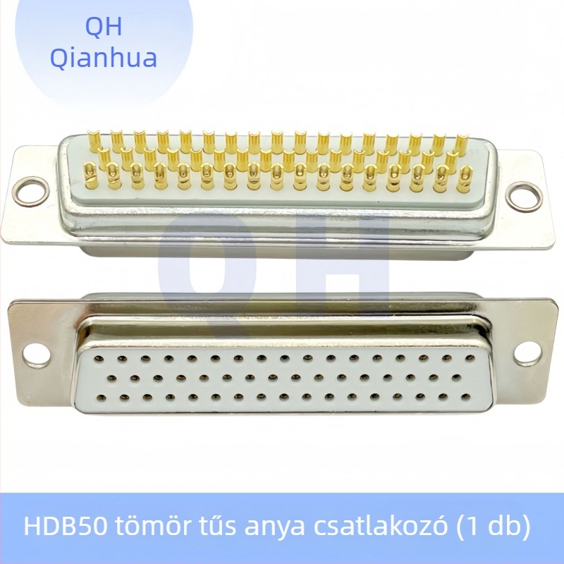 D-Sub DB csatlakozó HDB15, három soros, 26/44/50/62/78 PIN, férfi és női, aranyozott érintkezők, forrasztódrót típusú