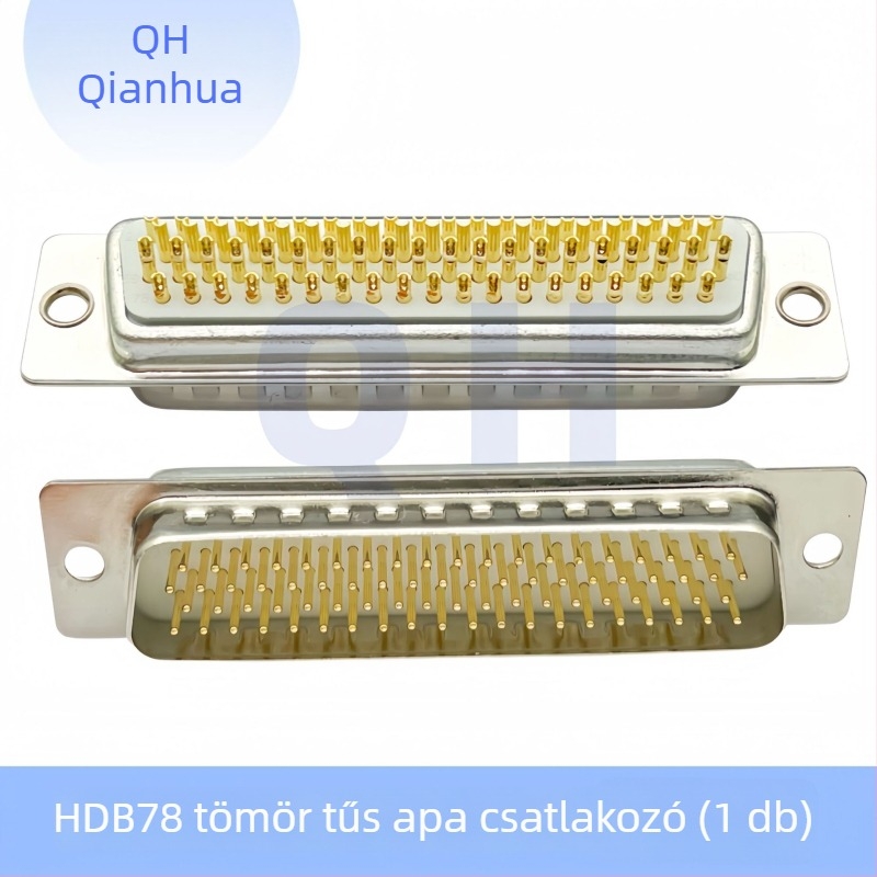 D-Sub DB csatlakozó HDB15, három soros, 26/44/50/62/78 PIN, férfi és női, aranyozott érintkezők, forrasztódrót típusú