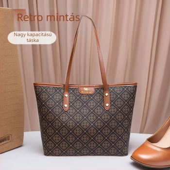 2026-os nagy kapacitású tote táska retro mintával, női mindennapi válltáska munkához
