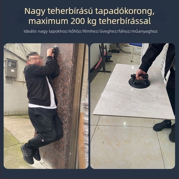 Vákuumszívócsésze kerámia- és üvegfelületekhez, kézi pumpával, erős szívóerő, nagy lapok emeléséhez