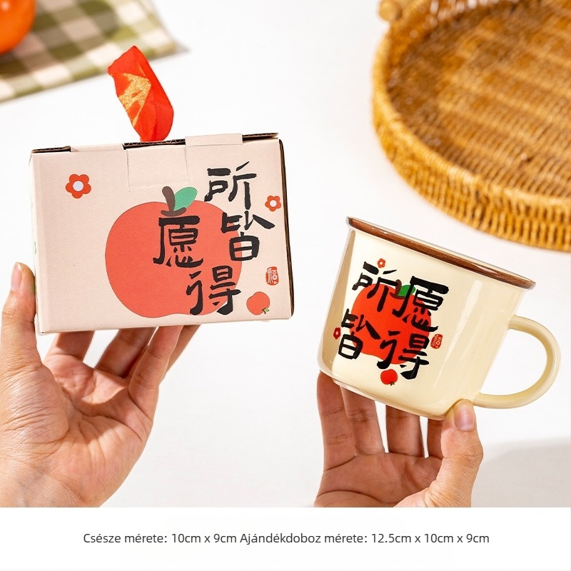 Creative Wish porcelán bögre, vintage stílus, kávéhoz és reggelire, üzleti ajándék