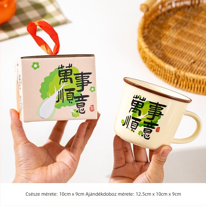 Creative Wish porcelán bögre, vintage stílus, kávéhoz és reggelire, üzleti ajándék
