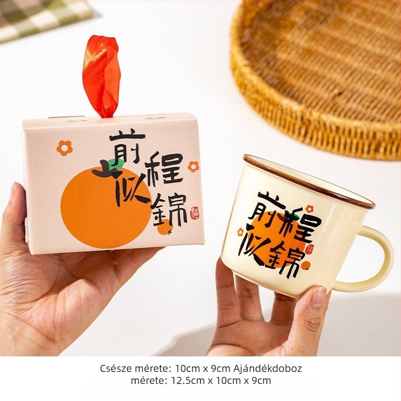Creative Wish porcelán bögre, vintage stílus, kávéhoz és reggelire, üzleti ajándék