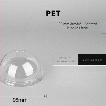 Egyszer használatos, átlátszó kávés pohár hideg italokhoz és tej-teához, 98 mm átmérő, 500 ml