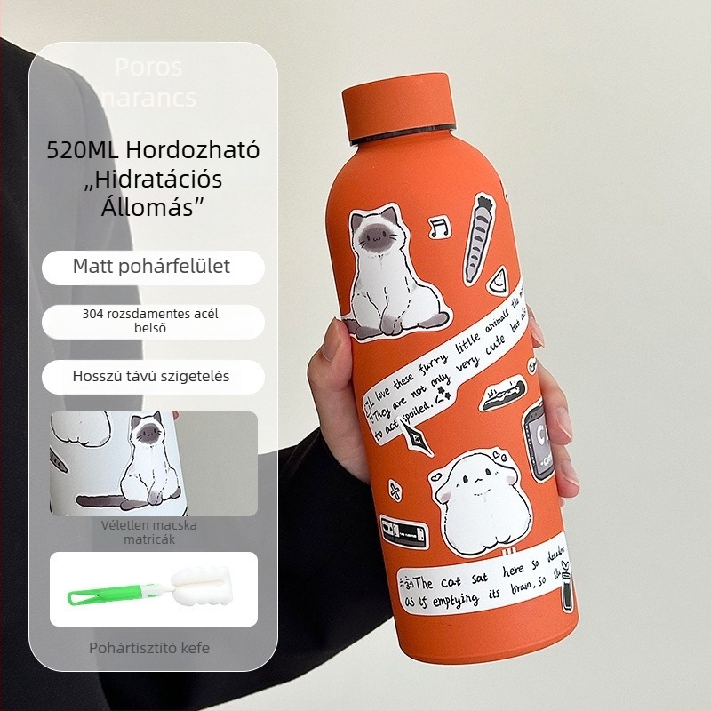 304 rozsdamentes acélból készült hőszigetelt pohár, nagy kapacitású sportos üdítő, hordozható, minimalist dizájn