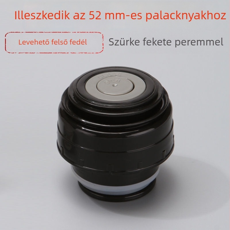 Hőszigetelt pohárfedél belső dugóval és külső fedéllel, szivárgásmentes
