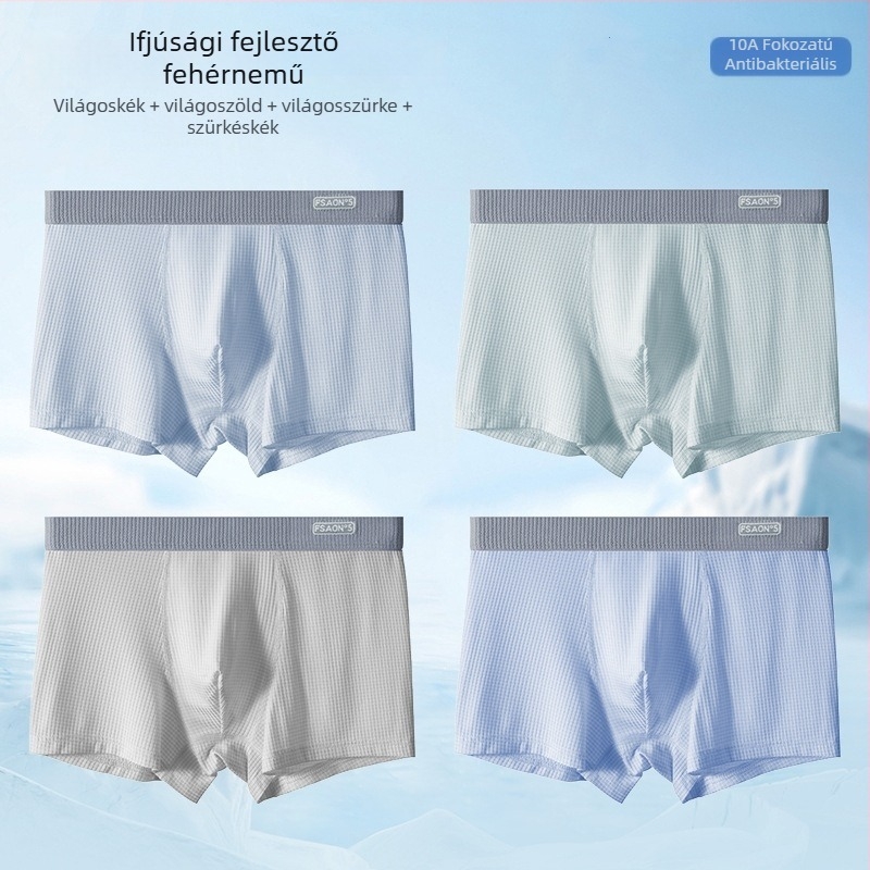 Ya Lu ifjúsági Ice Silk boxerek fiúknak a fejlődési időszakban, középiskolásoknak, nyár, plusz méret, antibakteriális ágyéktáji rész