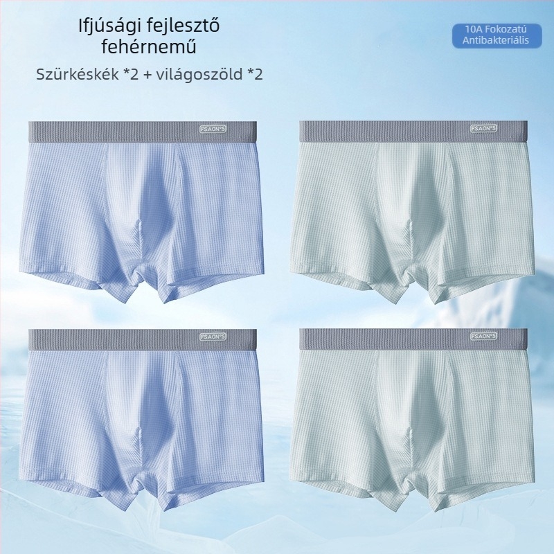 Ya Lu ifjúsági Ice Silk boxerek fiúknak a fejlődési időszakban, középiskolásoknak, nyár, plusz méret, antibakteriális ágyéktáji rész