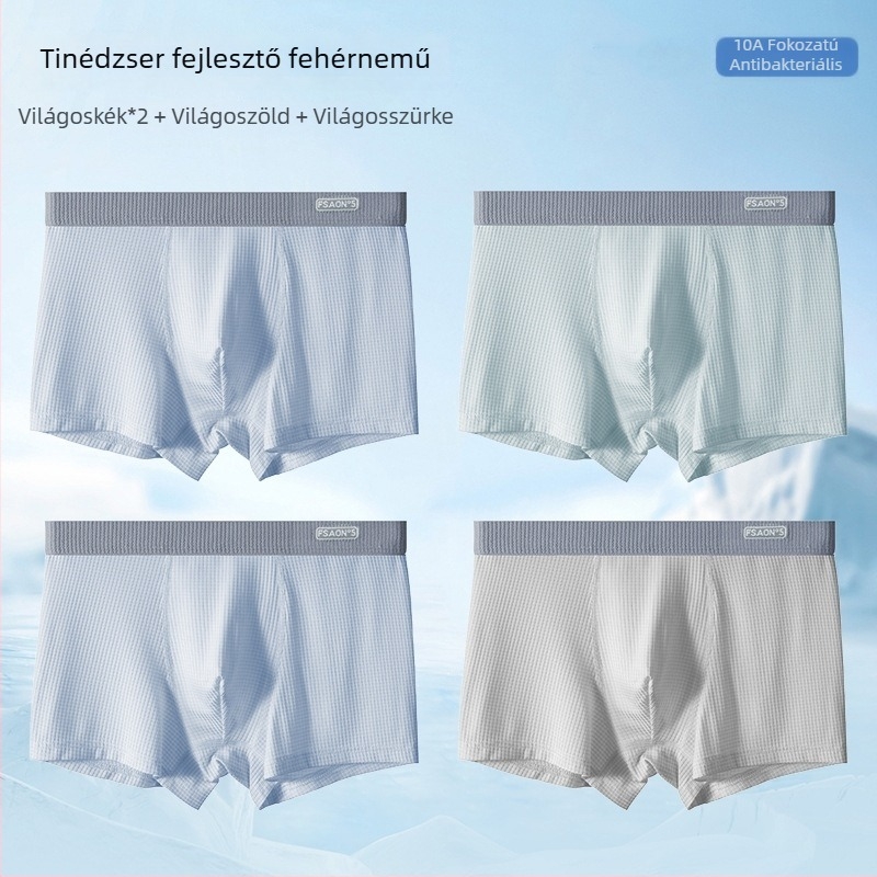 Ya Lu ifjúsági Ice Silk boxerek fiúknak a fejlődési időszakban, középiskolásoknak, nyár, plusz méret, antibakteriális ágyéktáji rész