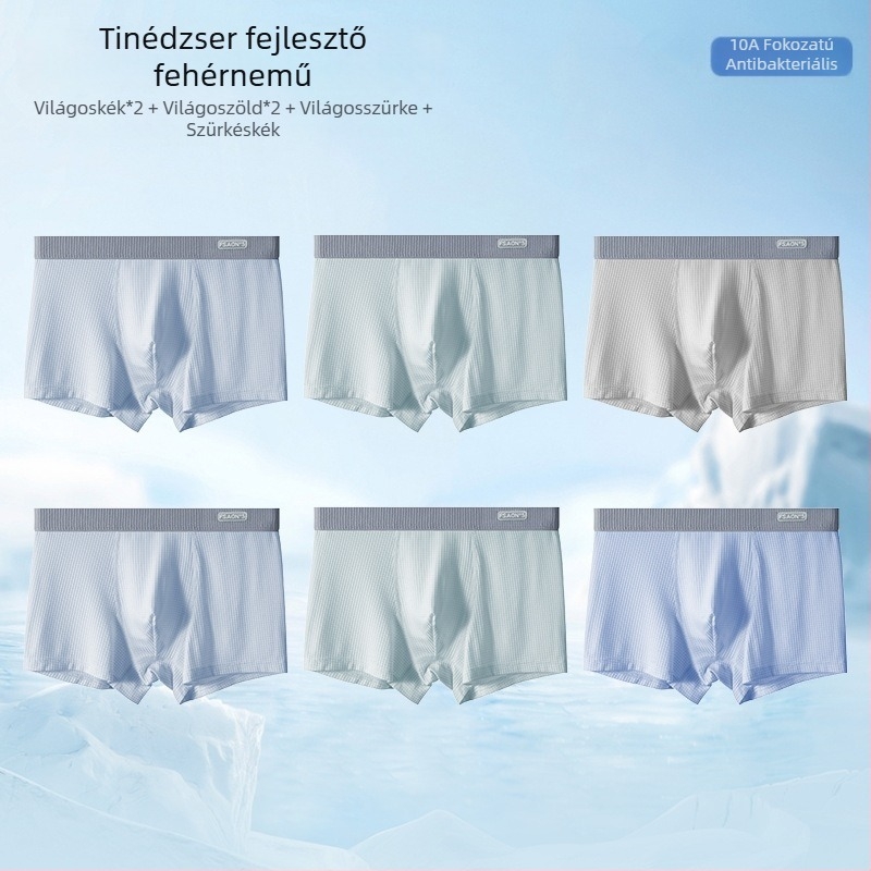 Ya Lu ifjúsági Ice Silk boxerek fiúknak a fejlődési időszakban, középiskolásoknak, nyár, plusz méret, antibakteriális ágyéktáji rész