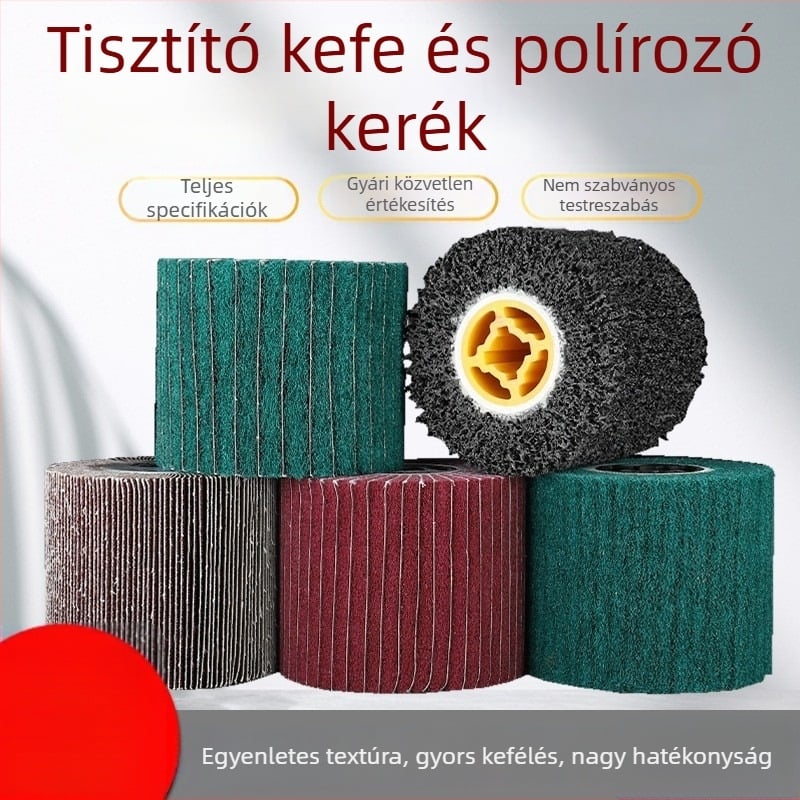 Nylon polírozó kerék rozsdamentes acélhoz és fémmegermunkáláshoz, nylon rostos csiszolóanyaggal és gyapjú polírozáshoz
