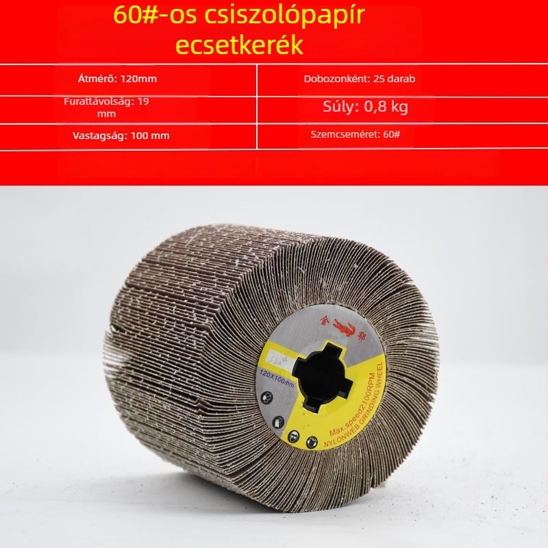 Nylon polírozó kerék rozsdamentes acélhoz és fémmegermunkáláshoz, nylon rostos csiszolóanyaggal és gyapjú polírozáshoz