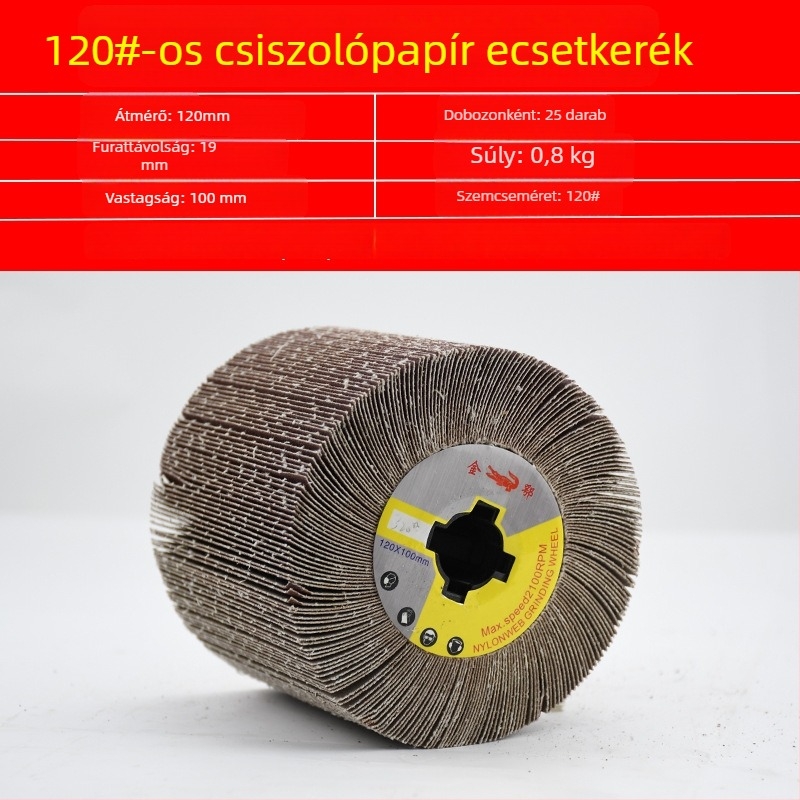 Nylon polírozó kerék rozsdamentes acélhoz és fémmegermunkáláshoz, nylon rostos csiszolóanyaggal és gyapjú polírozáshoz