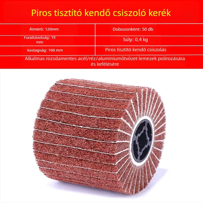 Nylon polírozó kerék rozsdamentes acélhoz és fémmegermunkáláshoz, nylon rostos csiszolóanyaggal és gyapjú polírozáshoz