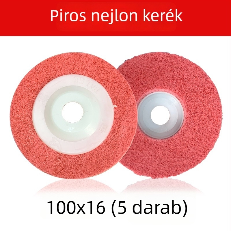 Nylon polírozó kerék rozsdamentes acélhoz és fémmegermunkáláshoz, nylon rostos csiszolóanyaggal és gyapjú polírozáshoz