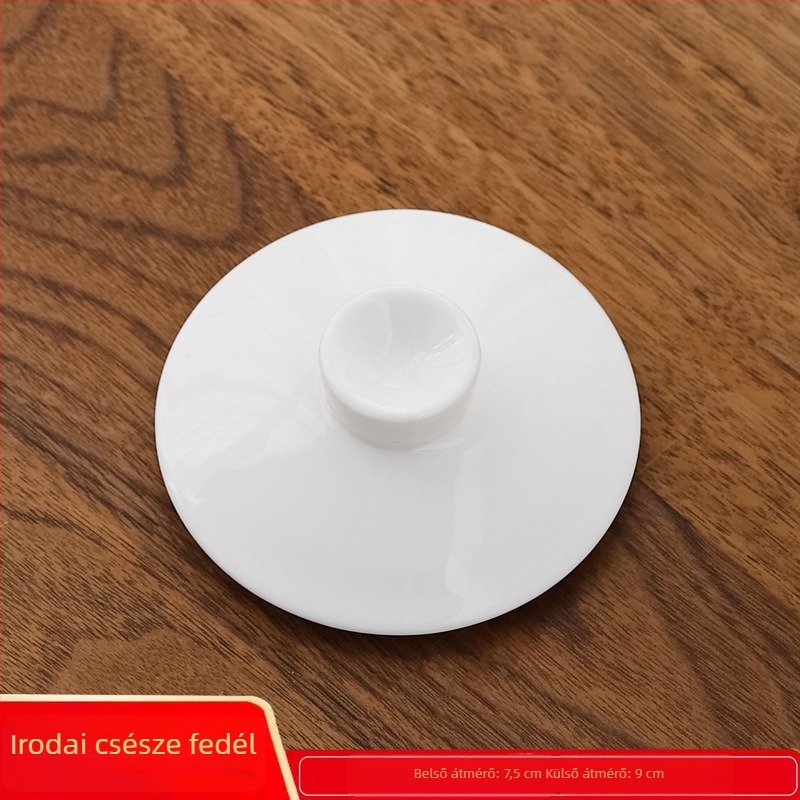 Kerámiából készült pohárfedél, fehér porcelán, 9,0 cm átmérőjű, irodai és otthoni használatra