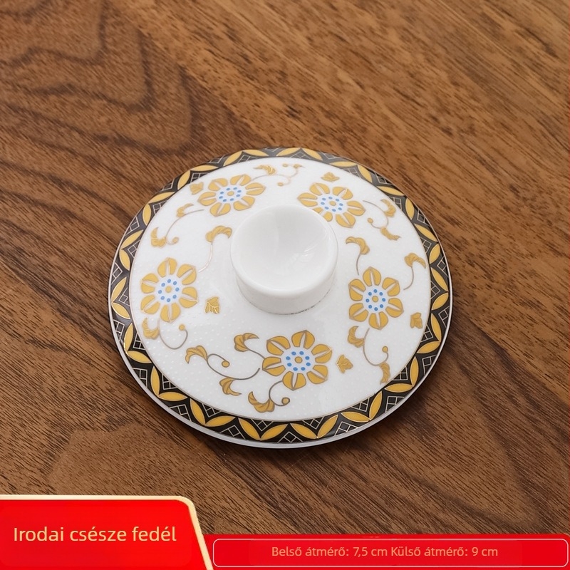 Kerámiából készült pohárfedél, fehér porcelán, 9,0 cm átmérőjű, irodai és otthoni használatra