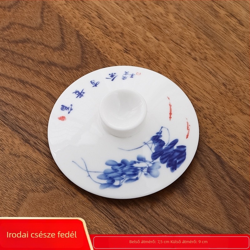 Kerámiából készült pohárfedél, fehér porcelán, 9,0 cm átmérőjű, irodai és otthoni használatra
