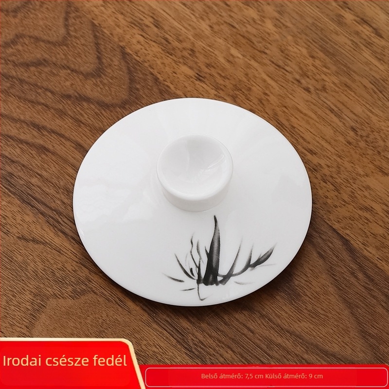 Kerámiából készült pohárfedél, fehér porcelán, 9,0 cm átmérőjű, irodai és otthoni használatra