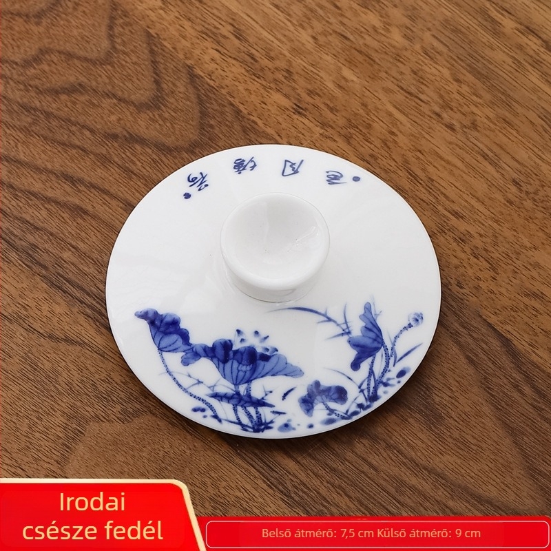 Kerámiából készült pohárfedél, fehér porcelán, 9,0 cm átmérőjű, irodai és otthoni használatra