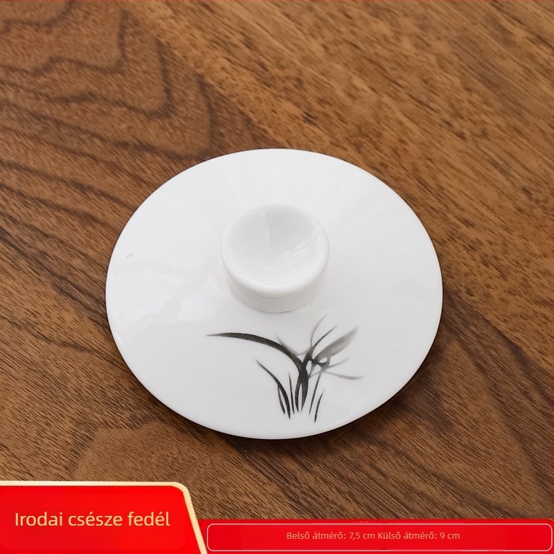 Kerámiából készült pohárfedél, fehér porcelán, 9,0 cm átmérőjű, irodai és otthoni használatra