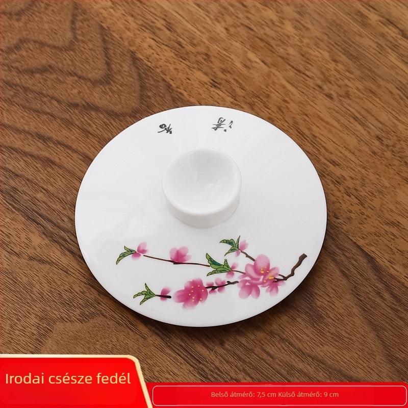 Kerámiából készült pohárfedél, fehér porcelán, 9,0 cm átmérőjű, irodai és otthoni használatra