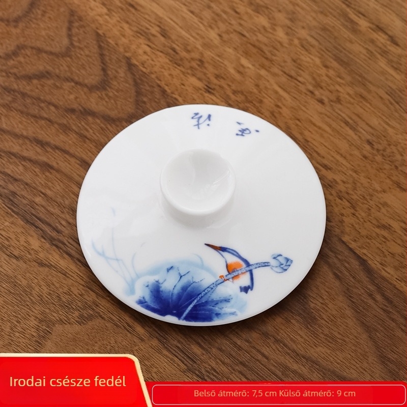 Kerámiából készült pohárfedél, fehér porcelán, 9,0 cm átmérőjű, irodai és otthoni használatra