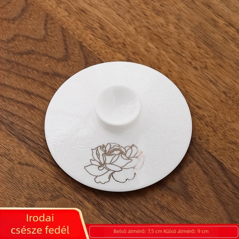 Kerámiából készült pohárfedél, fehér porcelán, 9,0 cm átmérőjű, irodai és otthoni használatra