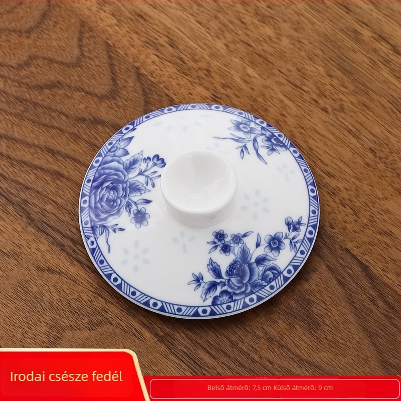 Kerámiából készült pohárfedél, fehér porcelán, 9,0 cm átmérőjű, irodai és otthoni használatra