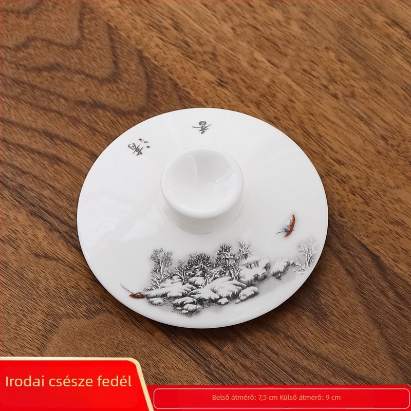 Kerámiából készült pohárfedél, fehér porcelán, 9,0 cm átmérőjű, irodai és otthoni használatra